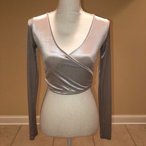 NEW Garage Velvet Wrap Front Crop Top Long Sleeve